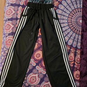 Men's Black Jogger Sweatpants with White Side Stripes